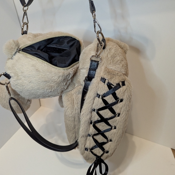 Faux Fur Bunny Ear Bag with Black Ribbon - Picture 2 of 5